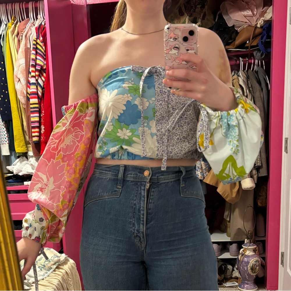 Handmade Floral Patchwork Crop Top - Picture 3 of 9
